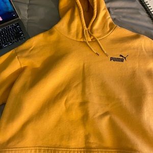 Mustard yellow puma hoodie. Cropped
